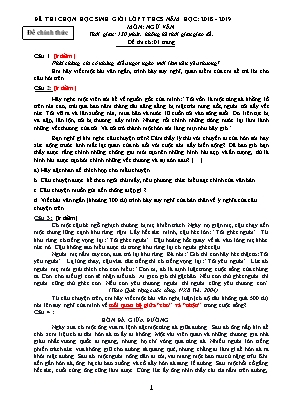 Đề thi chọn học sinh giỏi môn Ngữ văn Lớp 7 - Năm học 2018-2019 (Có đáp án)